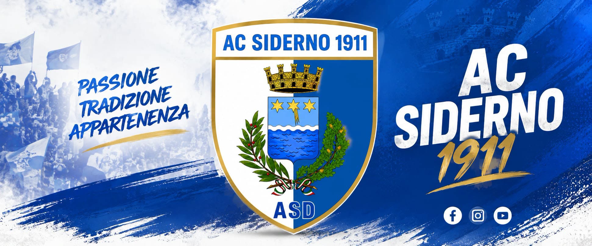 Tifosi e colori biancazzurri dell'AC Siderno